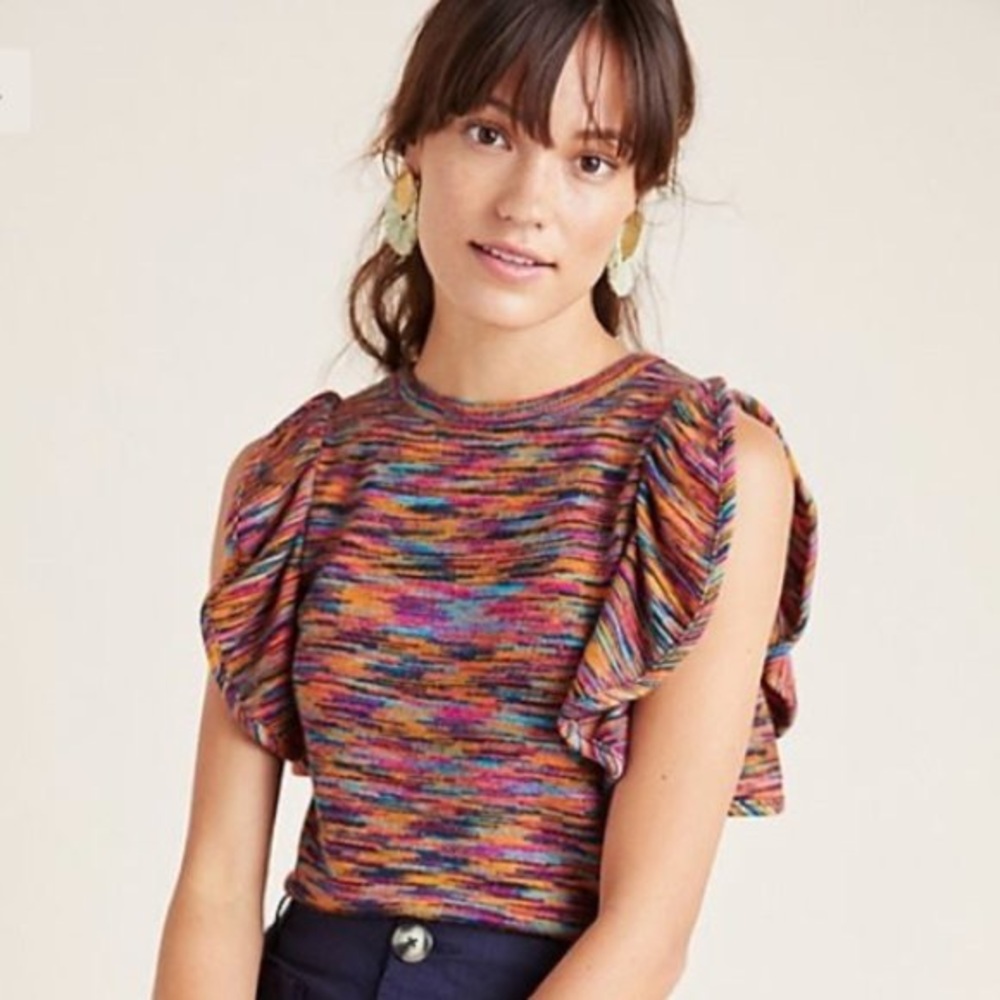 Brand New Anthropologie Flutter Sleeved Top